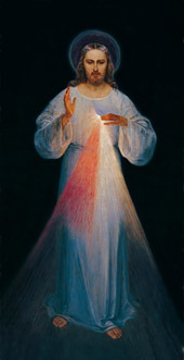Gailestingojo Jėzaus paveikslas. Prižiūrimas ses. Faustinos nutapė E. Kazimirovskis. 1934 m.